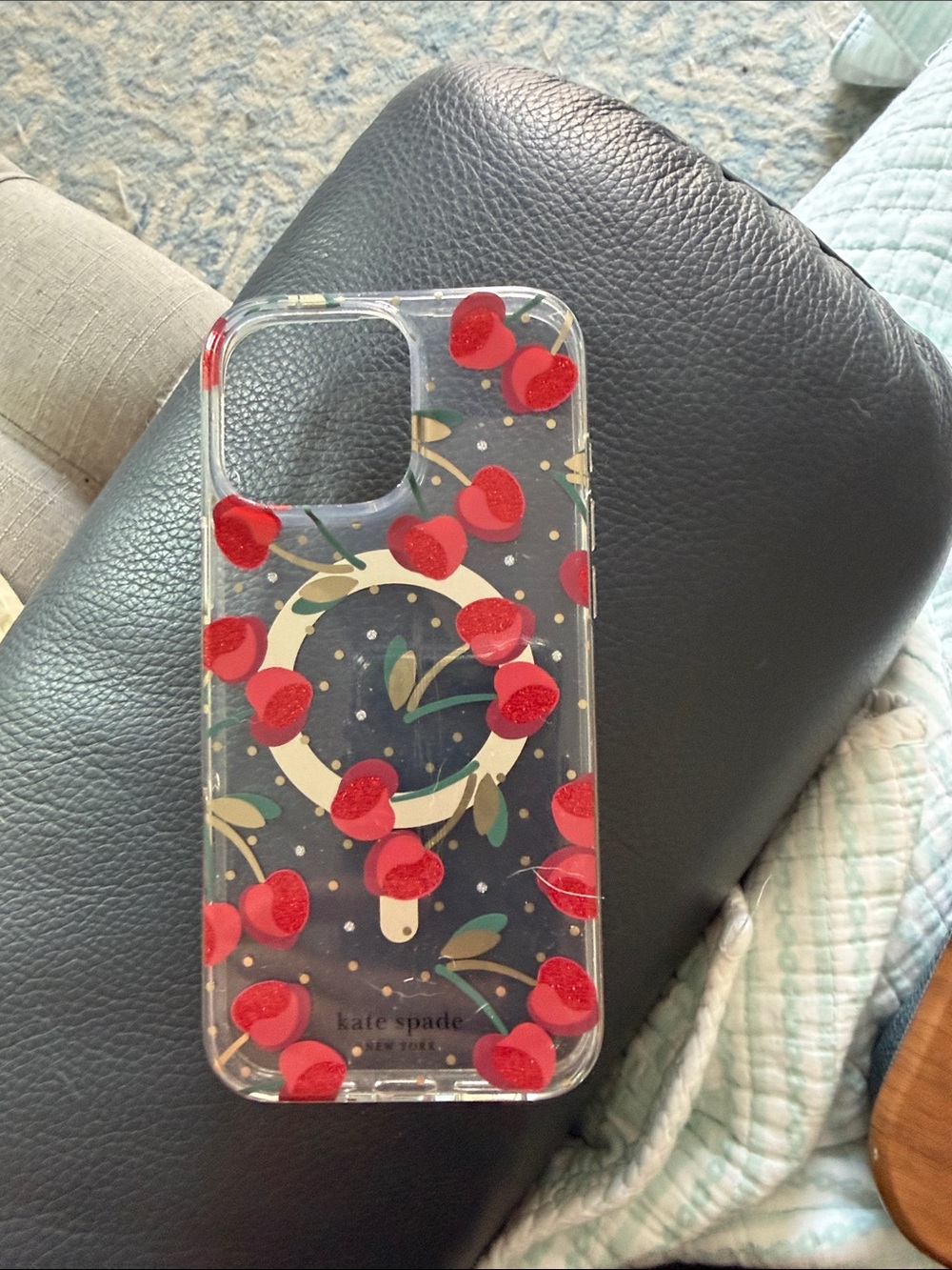 kate spade Clear iPhone Case with Red Cherry Design